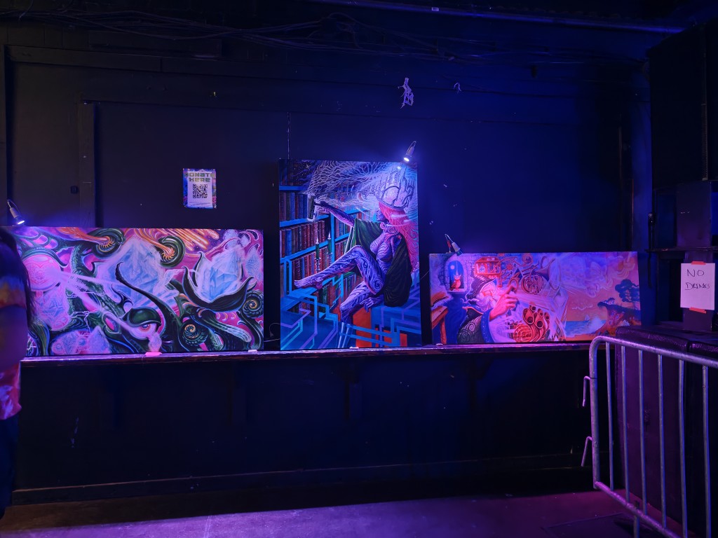 Three paintings. One of them is somewhat suggestive? I'm too tired to write good alt text lol