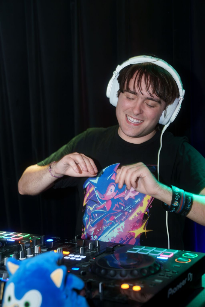 Me, DJ Noisy Pegasus, busy behind the decks at Gotta Glo Fast Columbus